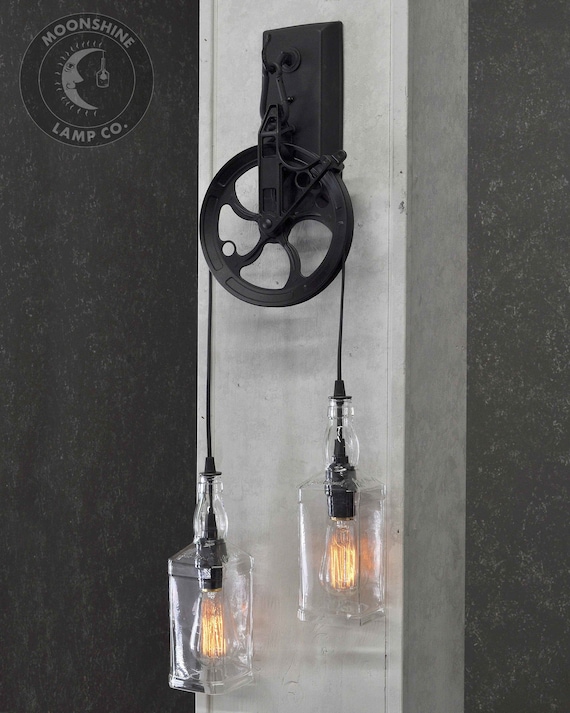 The Warehouser Recycled Whiskey Bottle Wall Sconce - Industrial Light - Farmhouse Light - Rustic Light - Rustic Decor