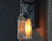 Fortaleza Tequila Glass Bottle Wall Sconce With Customizable Metal Finish and Vintage Style Edison Bulb - Modern Rustic Decor