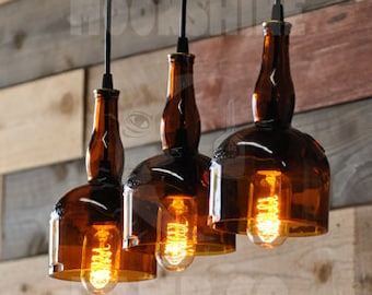 Gran Marnier Liqueur Bottle Bar Lamp Chandelier With Vintage Style Edison Bulbs - Modern Rustic Lighting - Unique Lighting