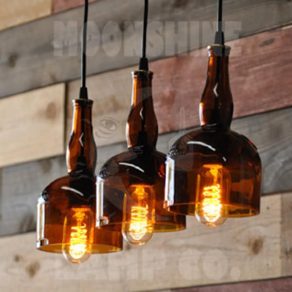 Gran Marnier Liqueur Bottle Bar Lamp Chandelier With Vintage Style Edison Bulbs - Modern Rustic Lighting - Unique Lighting