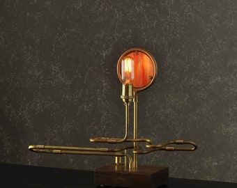 The Contour Series - Raw Brass Pipe Desk Lamp #3