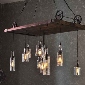 The Large Format Chesapeake Reclaimed Wood Bottle Chandelier image 1