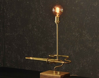 The Contour Series - Raw Brass Pipe Desk Lamp #1