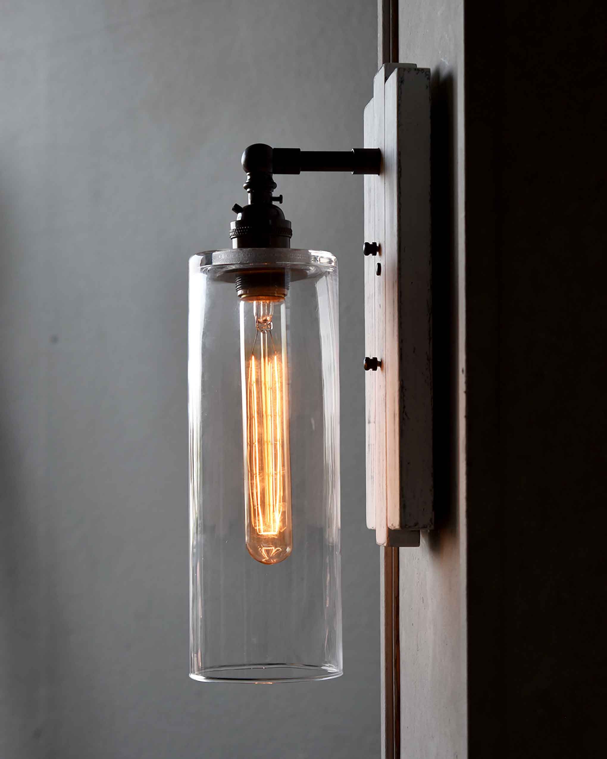 Modern Rustic Glass and Distressed Wood Wall Sconce - Unique Handmade ...