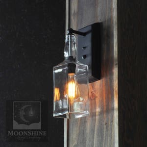 Whiskey Bottle Wall Sconce - Handmade Rustic Farmhouse Lighting