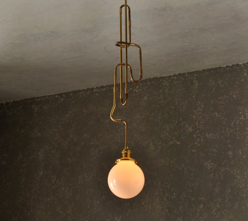 The Contour Series Unique Interweaving Brass Pipe Pendant Light image 2