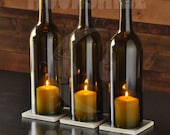 Green Cabernet Style Wine Bottle Candle Holder Centerpieces
