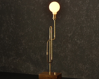 The Contour Series - Raw Brass Pipe Desk Lamp #2