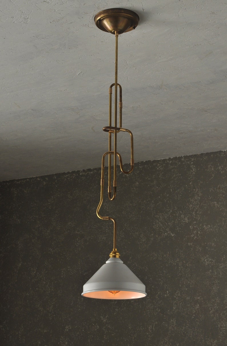 The Contour Series Unique Interweaving Brass Pipe Pendant Light image 1