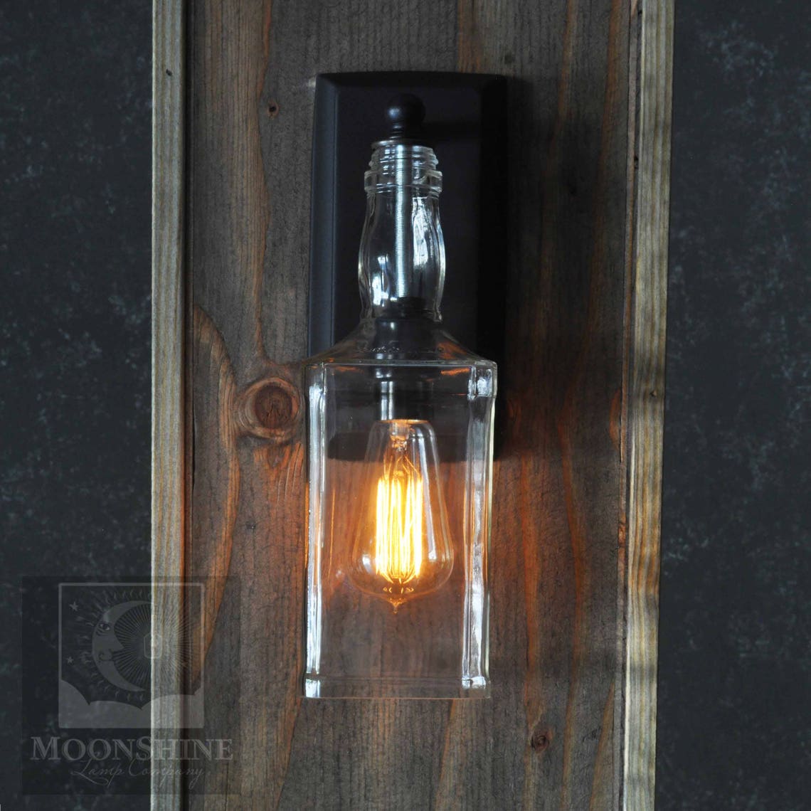 Whiskey Bottle Wall Sconce Handmade Rustic Farmhouse Etsy