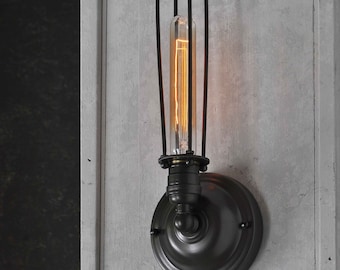 Antique Style Cage Bulb Wall Sconce - Industrial Bar Lighting - Modern Farmhouse