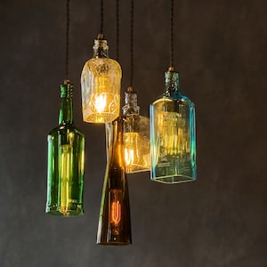 TheGlendora-Recycled Bottle Light Chandelier,Rustic chandelier,Farmhouse Light,custom chandelier,custom lighting,modern farmhouse,boho light