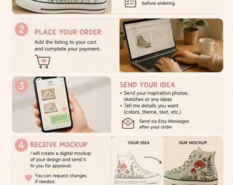 Custom Embroidered Converse Sneakers | Floral Mushroom Cottagecore High Tops