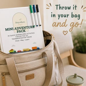 Mini Adventure Pack Printable, Transportation Activity Pack for Toddlers, Cars Trucks Trains Busy Book, Instant PDF Download