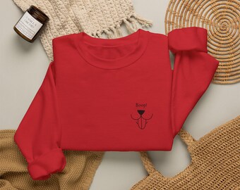 Sweatshirt mit Hundemotiv-Stickerei | Minimalistischer Welpen-Brustdruck