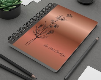 Spiralgebundenes Notizbuch mit Wildblumen-Skizzen | Notizbuch mit roségoldenem Blumenmuster
