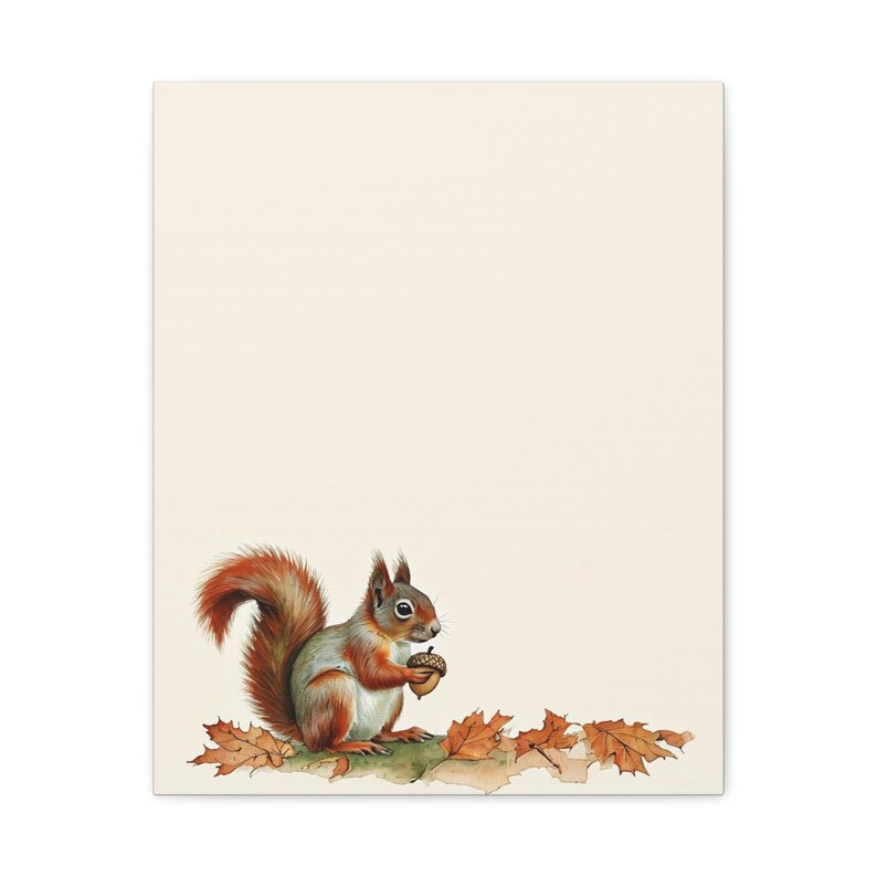 Personalized little squirrel baby birth stats canvas for a woodland nursery