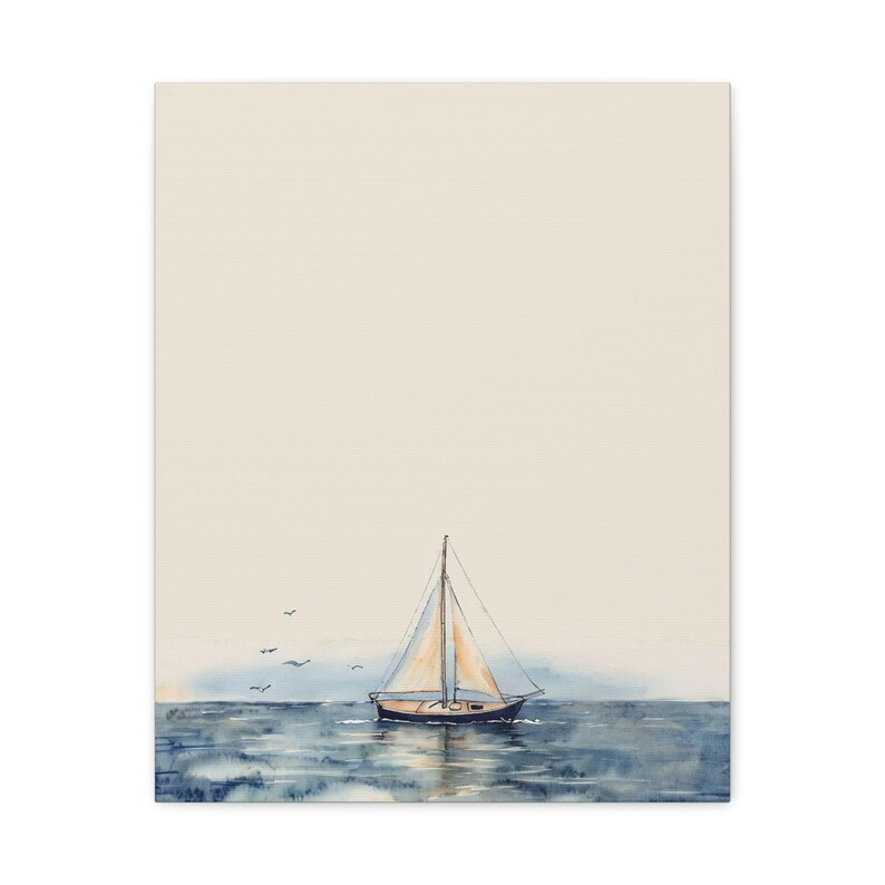 Personalized sailboat baby birth stats canvas for a nautical nursery