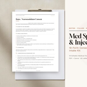 Med Spa Forms Bundle, Editable Botox, Filler & GLP-1 Consent + Intake Templates, Nurse Injector, Fillable PDF