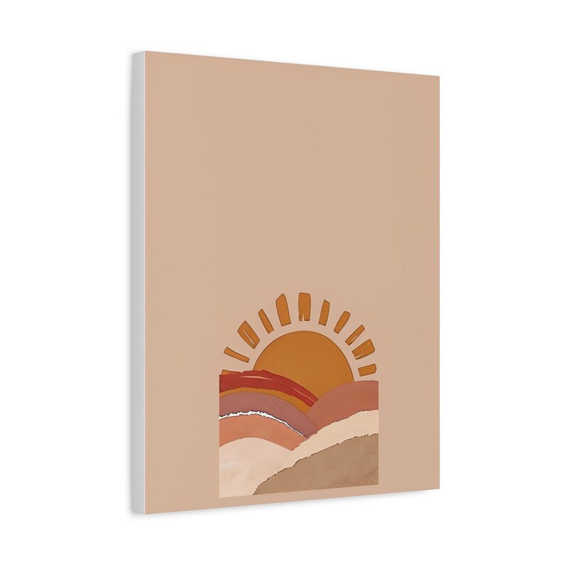 Personalized boho sun baby birth stats canvas in warm neutral tones
