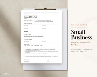 中小企業向け法律文書セット、売買契約書、リース・賃貸契約書、請求書、契約書、記入可能なPDF