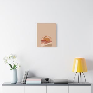 Personalized boho sun baby birth stats canvas in warm neutral tones