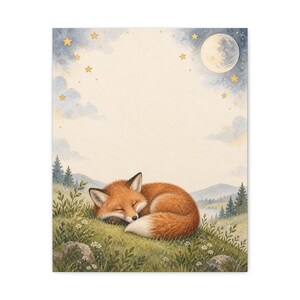 Personalized moonlit fox birth stats keepsake canvas