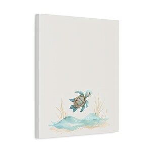 Personalized sea turtle baby birth stats canvas for an ocean nursery