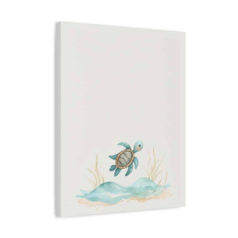Personalized sea turtle baby birth stats canvas for an ocean nursery