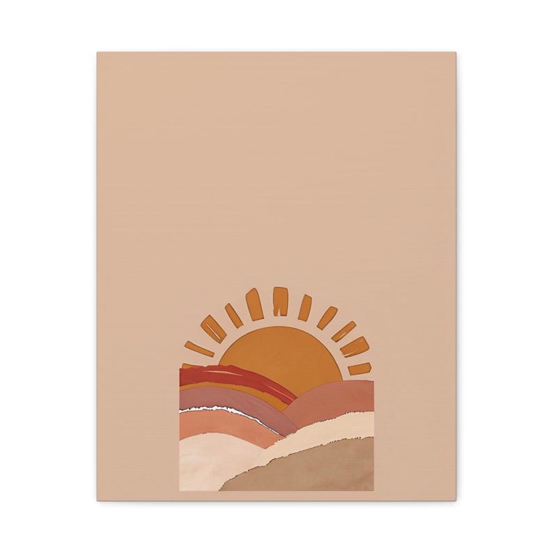 Personalized boho sun baby birth stats canvas in warm neutral tones