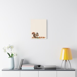 Personalized little squirrel baby birth stats canvas for a woodland nursery