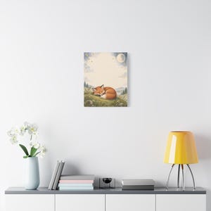 Personalized moonlit fox birth stats keepsake canvas