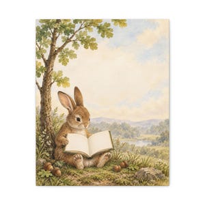 Personalized storybook rabbit birth stats keepsake canvas