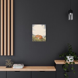 Personalized moonlit fox birth stats keepsake canvas