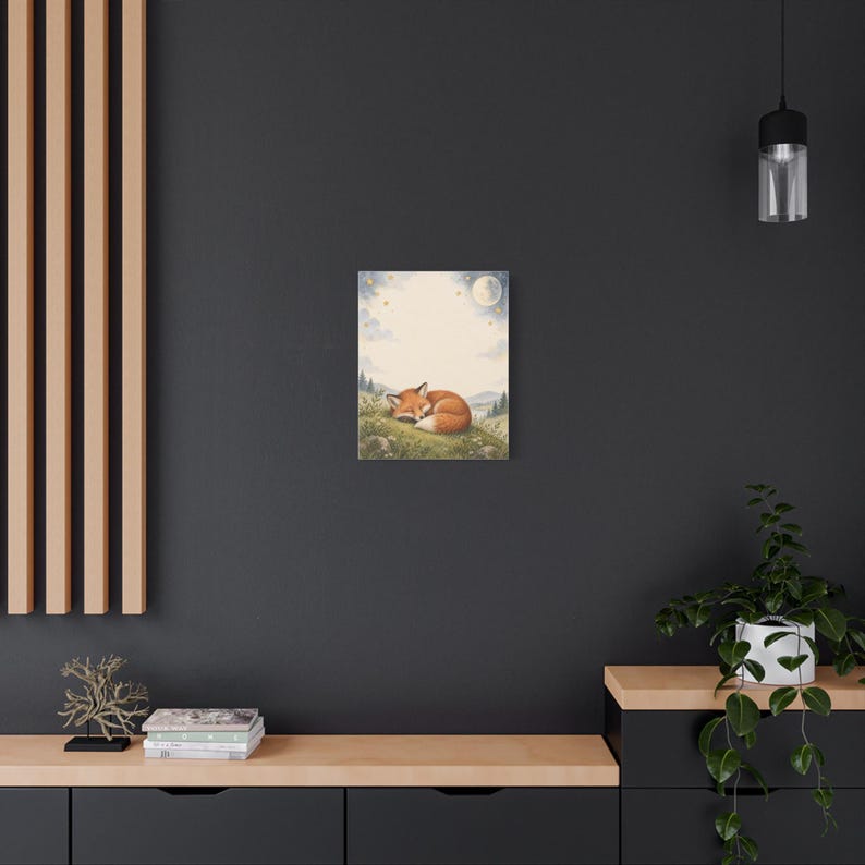 Personalized moonlit fox birth stats keepsake canvas