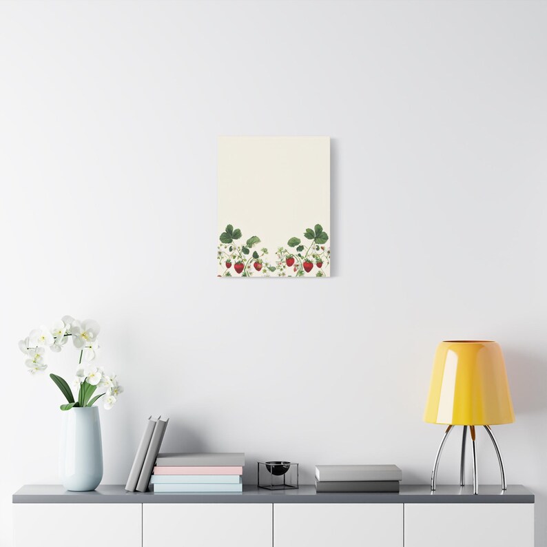 Personalized strawberry baby birth stats canvas for a sweet girl nursery