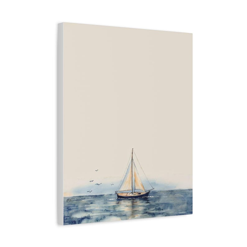 Personalized sailboat baby birth stats canvas for a nautical nursery
