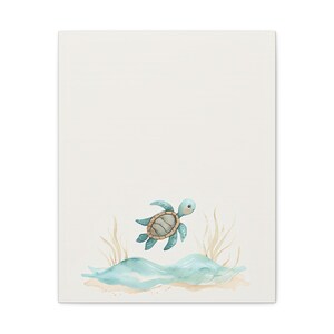 Personalized sea turtle baby birth stats canvas for an ocean nursery