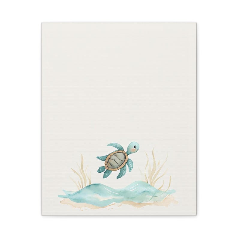 Personalized sea turtle baby birth stats canvas for an ocean nursery
