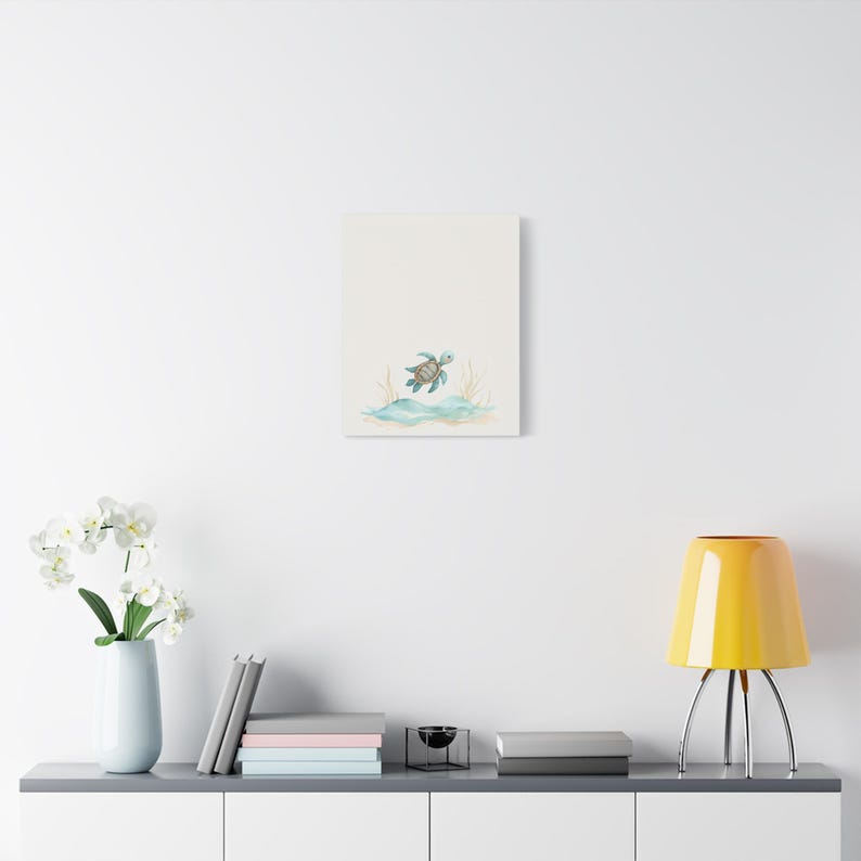Personalized sea turtle baby birth stats canvas for an ocean nursery
