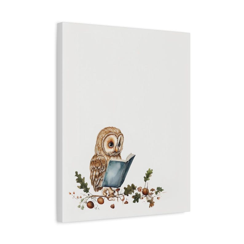 Personalized storybook owl baby birth stats canvas for a woodland nursery