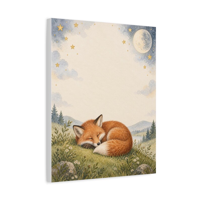 Personalized moonlit fox birth stats keepsake canvas