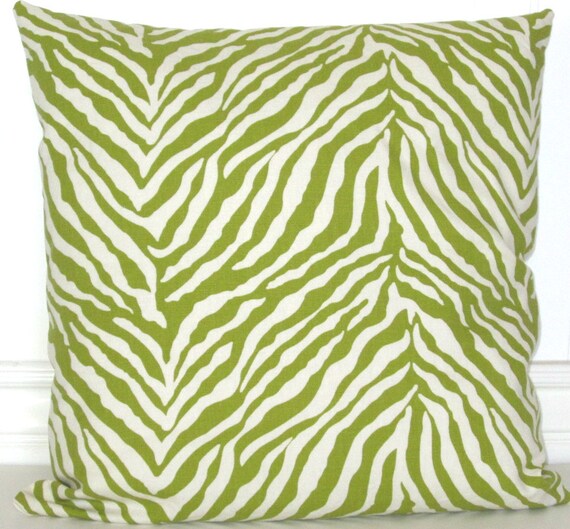 Items similar to Lime Green Zebra Stripes Pillow Cover 16 x 16 Pillow