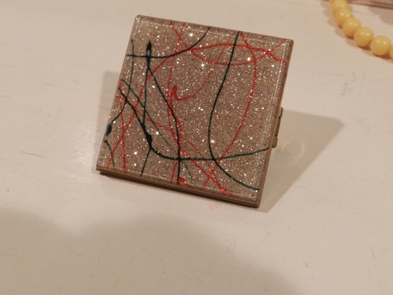 Vintage Mirror Compact  Pollock Inspired Lipstick… - image 4