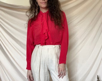 Red Vintage Pussybow Blouse