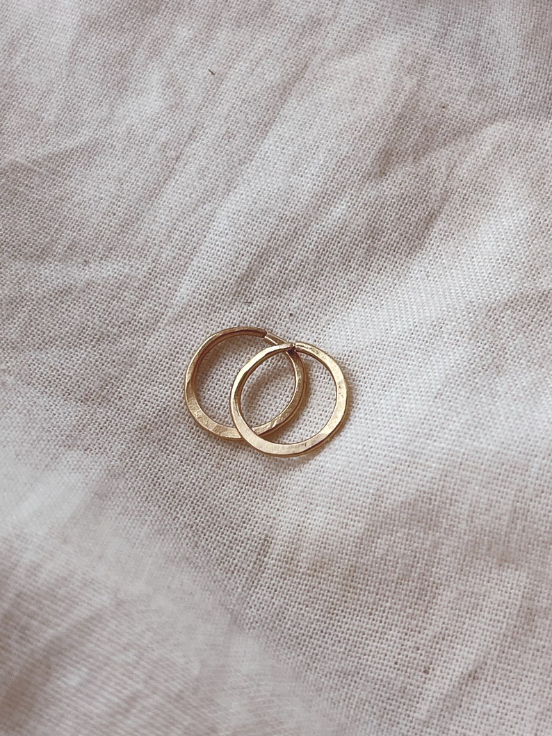 Solid 10K 14 K 18 K Gold Tiny Hoops / Everyday Gold Hoops / Small Gold Hoops / Mini Gold Hoops image 1