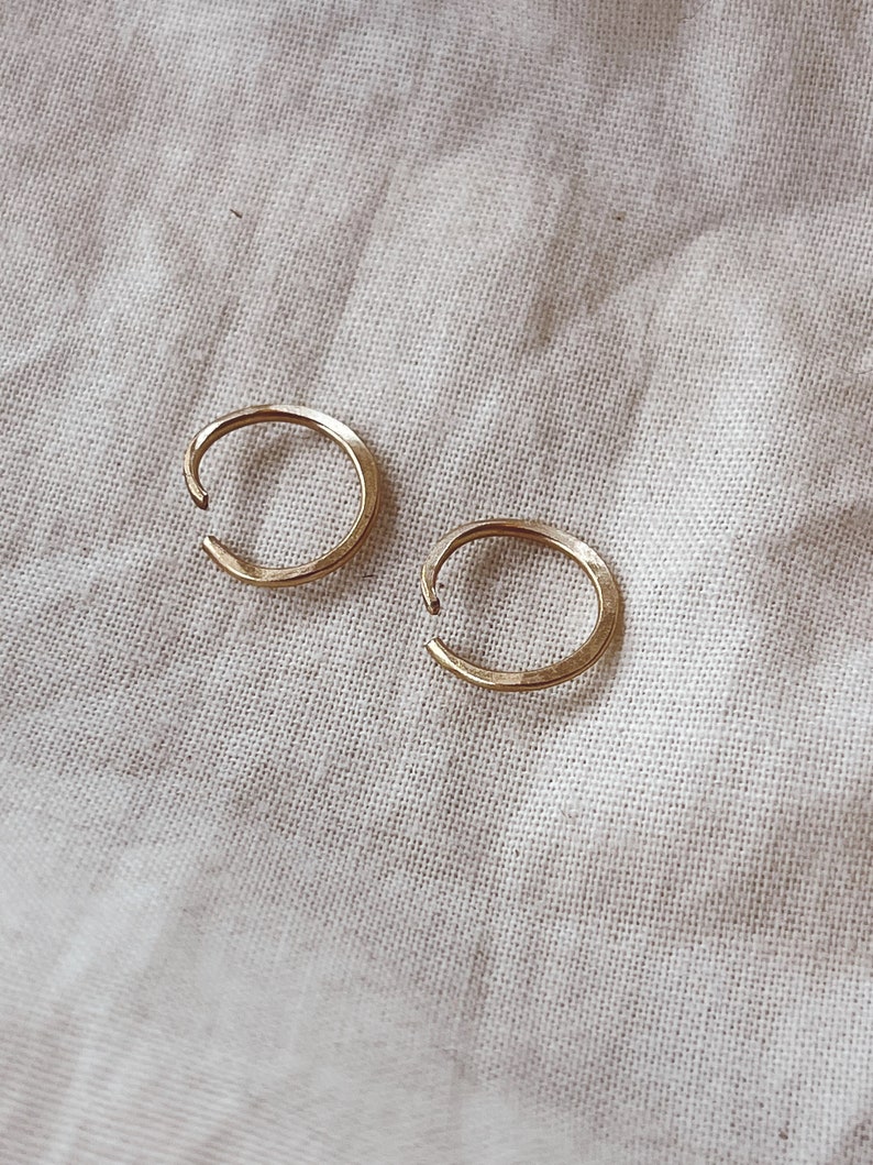 Solid 10K 14 K 18 K Gold Tiny Hoops / Everyday Gold Hoops / Small Gold Hoops / Mini Gold Hoops image 2