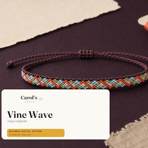Wave Micro Macrame Friendship Bracelet Pattern, Beginner PDF – Vine Wave