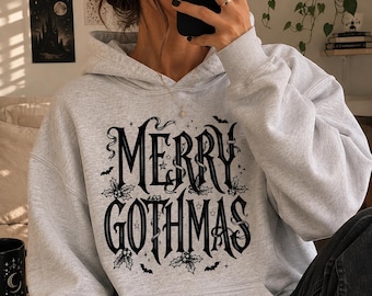 Sweat-shirt unisexe oversize avec typographie gothique | Lettrage de Noël gothique alternatif