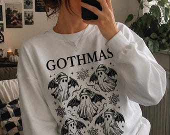 Sweat-shirt fantôme Gothmas | Cadeau de Noël gothique alternatif unisexe